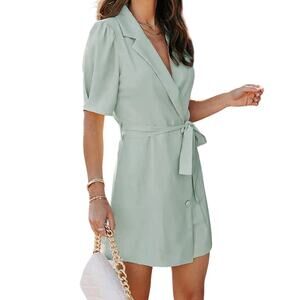 NEW! Asvivid Blazer Style Wrap Dress Mint Green Womens Size XL Business Casual